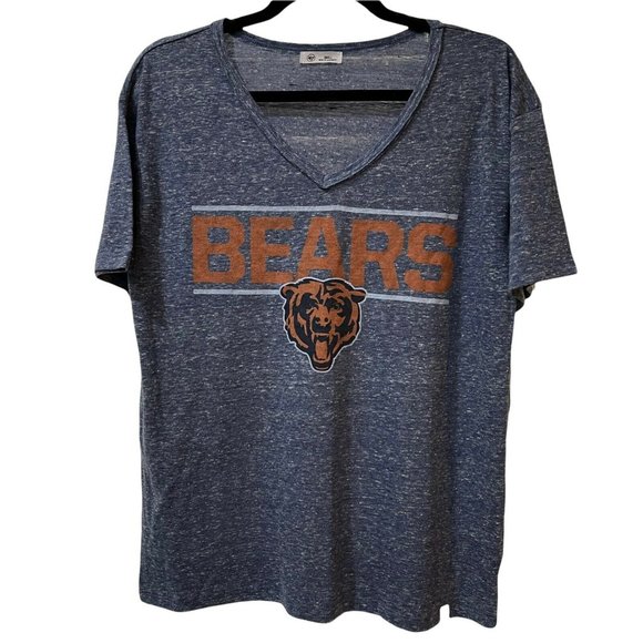 Chicago Bears 47 Brand Women's S Blue Space Dye V-Neck Oversized SS T-Shirt New - Picture 2 of 10